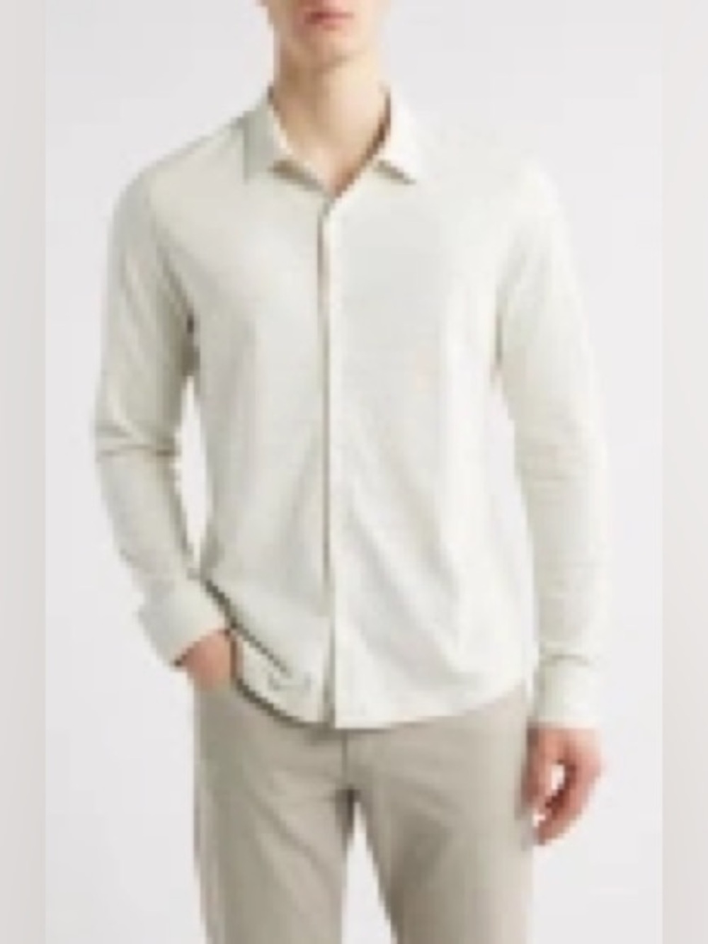 Robert Barakett Men's Long-Sleeve Button Shirt in Light Cream